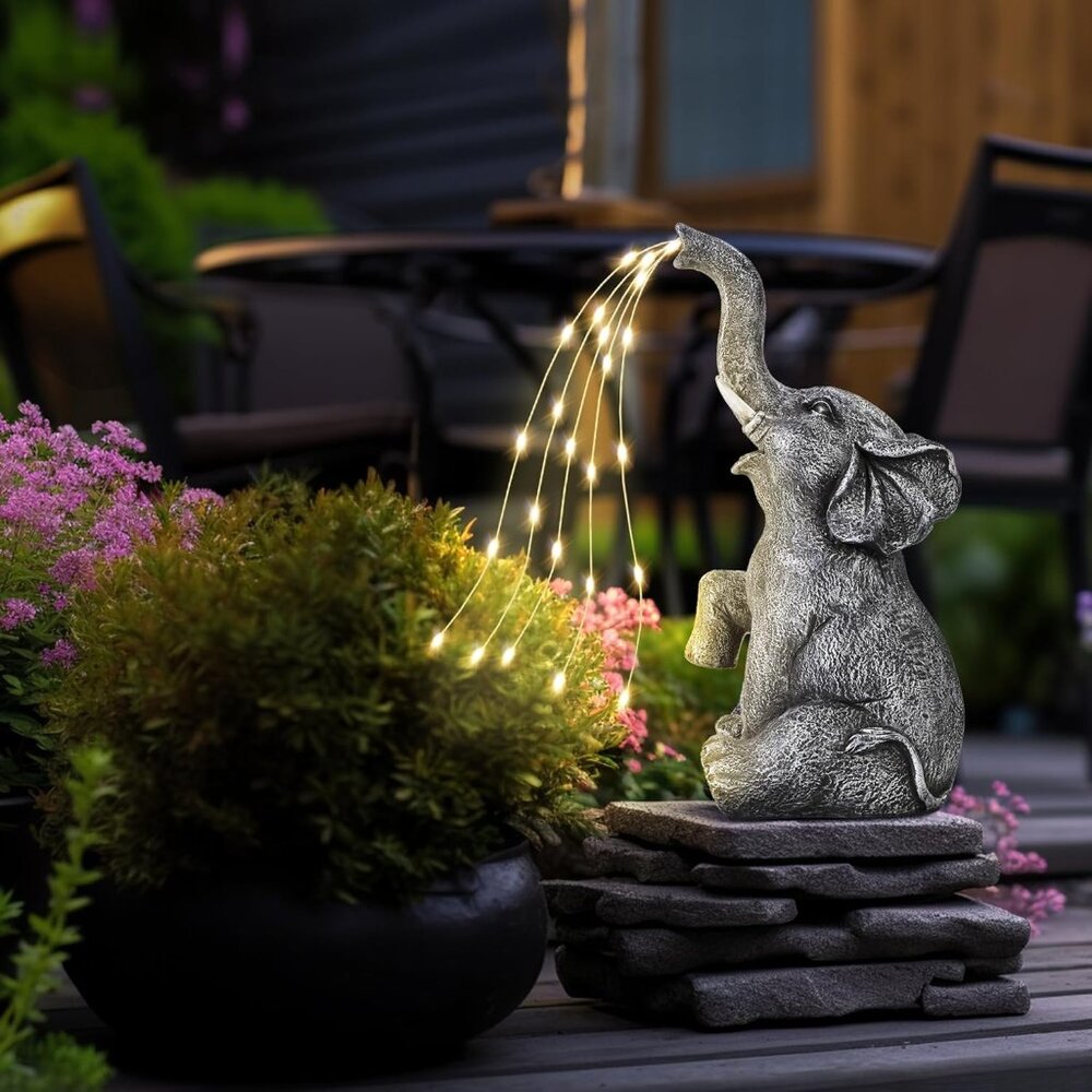 Elephant Statue Solar Garden Decor, Birthday Gifts For Women, Gifts For Mom Gran View 5